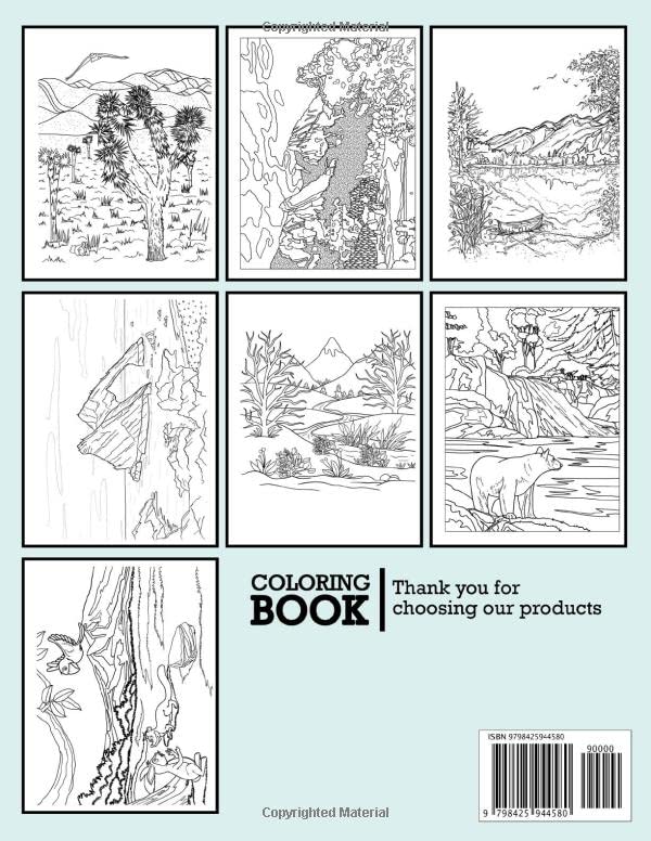 National Park Coloring Book: Excellent Photos Of The Most Beautiful Landscapes Coloring Books Gift For Kids Teenagers Adults