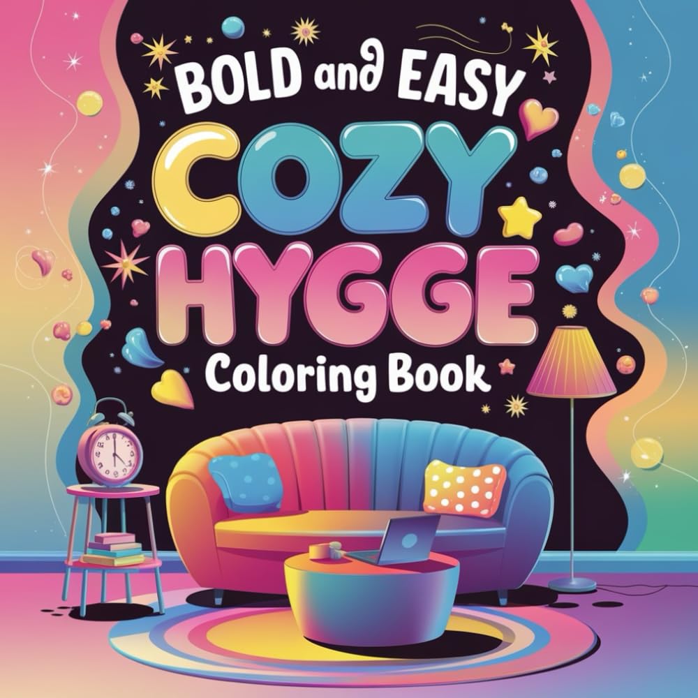Bold and Easy, Hygge Place Coloring Book for Adults & Teens | 50 Cute Designs for Relaxation & Mindfulness: A Comforting & Stress-Relief Coloring ... and Simple Yet Beautiful Illustrations