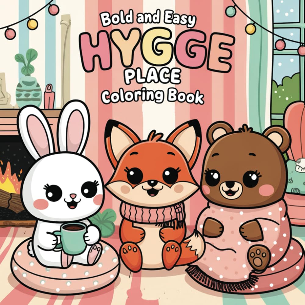 Hygge Place Coloring Book: Bold & Easy Cozy and Relaxing Designs for Adults and Teens – Simple Illustrations Inspired by Warm Scandinavian Comfort