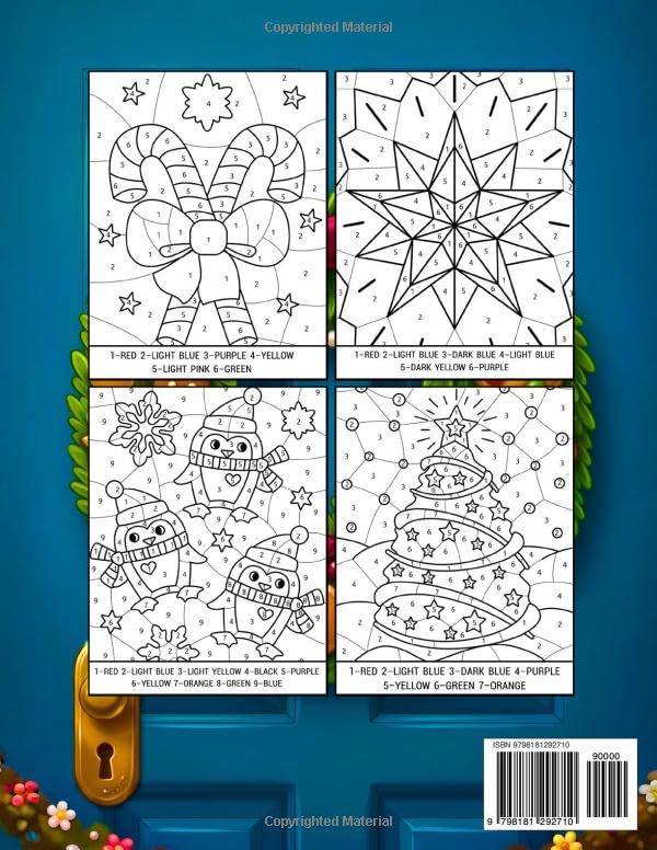 Large Print Christmas Color by Number: An Adult Coloring Book with Christmas Trees, Snowmen, Santa Claus, Snowflakes, Ornaments, Reindeer, Gingerbread, Stars, and Much More!