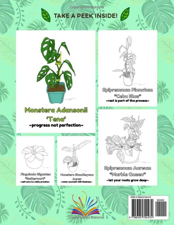 My Plant Coloring Book: 30 Hand-Drawn Tropical Indoor Plants for Creative Plant Lovers who value Self-Care and Relaxation