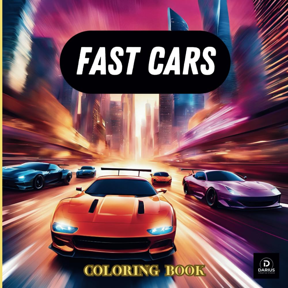 FAST CARS COLORING BOOK: 50 Iconic Cars from the Fast and Furious Franchise to Color. Bonus Car Specs and fun Trivia about each Car! (Car Coloring Books)