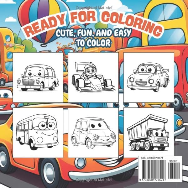Cars Coloring Book For Kids: Ages 4-8, Toddler, Preschool (Cars and Vehicles coloring book)
