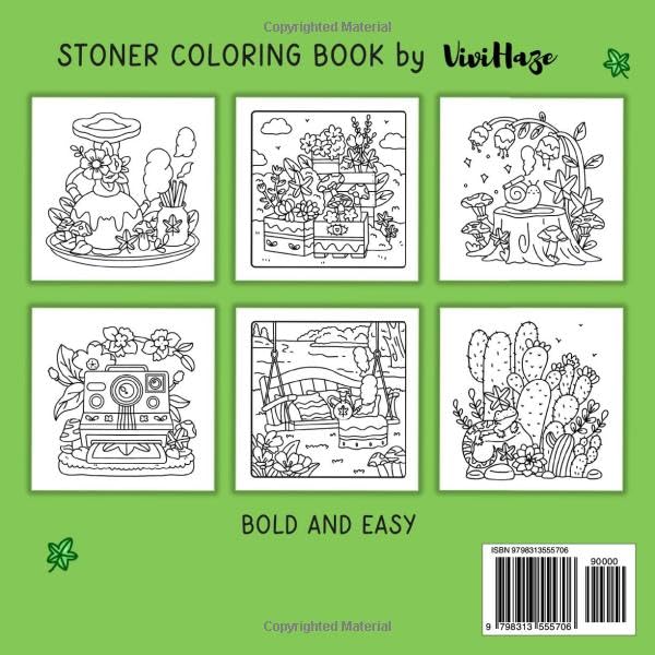 Stoner Garden: Bold and Easy Stoner Coloring Book for 420 Gardeners Featuring Adorable Weed-Inspired Gardens for Relaxation and Unwinding