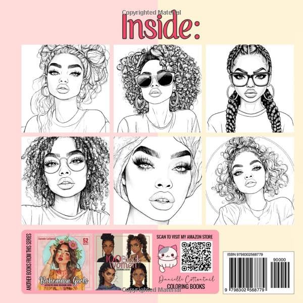 52 Black Women Coloring Book: Beautiful Portraits of African American Ladies, Featuring Black Girls and Brown Beauties for Teens and Adults (Black Beauties for teens and adults)