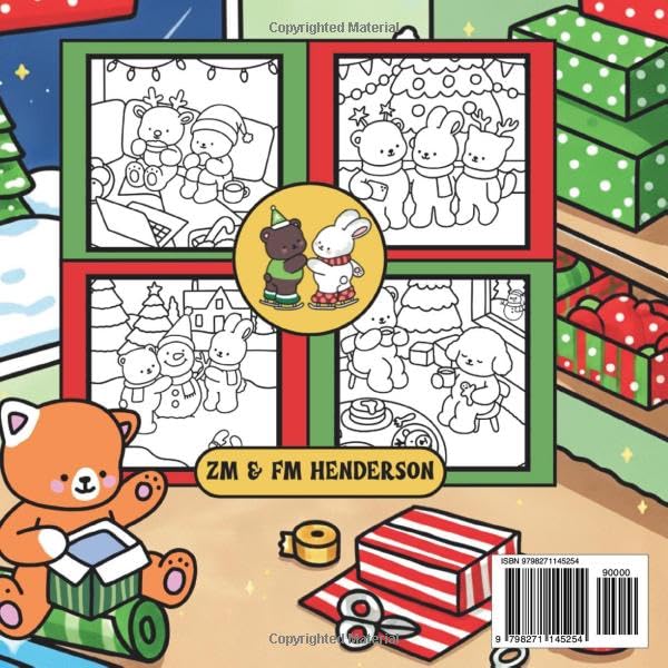 Fuzzy Festive Friends: A Cute Christmas Coloring Book | 32 Hand-Drawn Festive Scenes | Adorable Animals | Cozy Winter Holiday Vibes