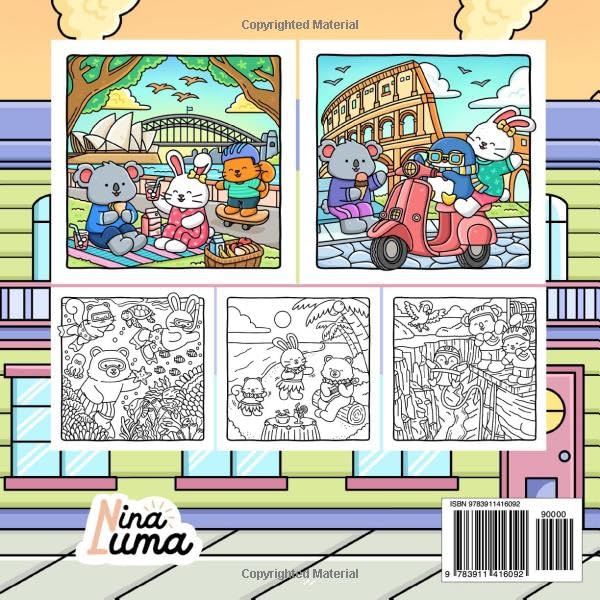 Snuggly Friends - Traveling the World: Super Cute and Fun Coloring Book for Adults and Teens with Cozy Fuzzy Animal Characters in Hygge Holiday ... Music (Snuggly Friends Coloring Series)