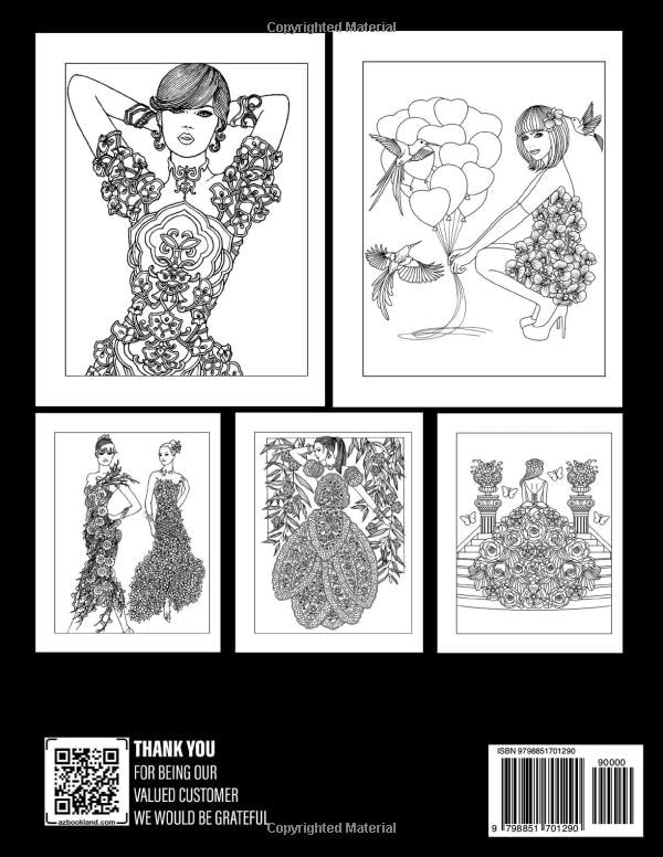 Flower Fashion Coloring Book: Beautiful Designs Coloring Pages For Adults And Fans Featuring For Relaxation and Stress Relief