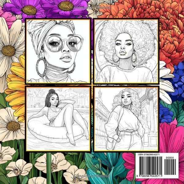 Black Women Coloring Book: 50 Beautiful Coloring Pages of African American Women Portraits