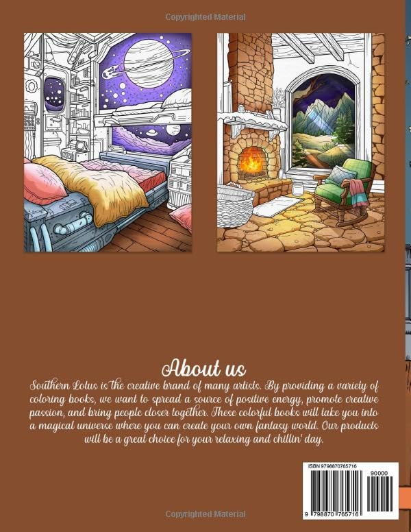 Landscapes Rooms: Coloring Book of Chilling Views and Peaceful Scenes for Adults and Teens, Room Spaces with Serene Nature for Relaxing Coloring, Provide Mindfulness and Stress Relief