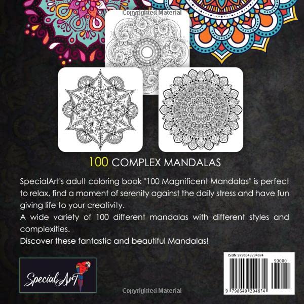 100 Magnificent Mandalas: An Adult Coloring Book with more than 100 Wonderful, Beautiful and Relaxing Mandalas for Stress Relief and Relaxation. (Volume 1) (Mandalas Coloring Books Collection)