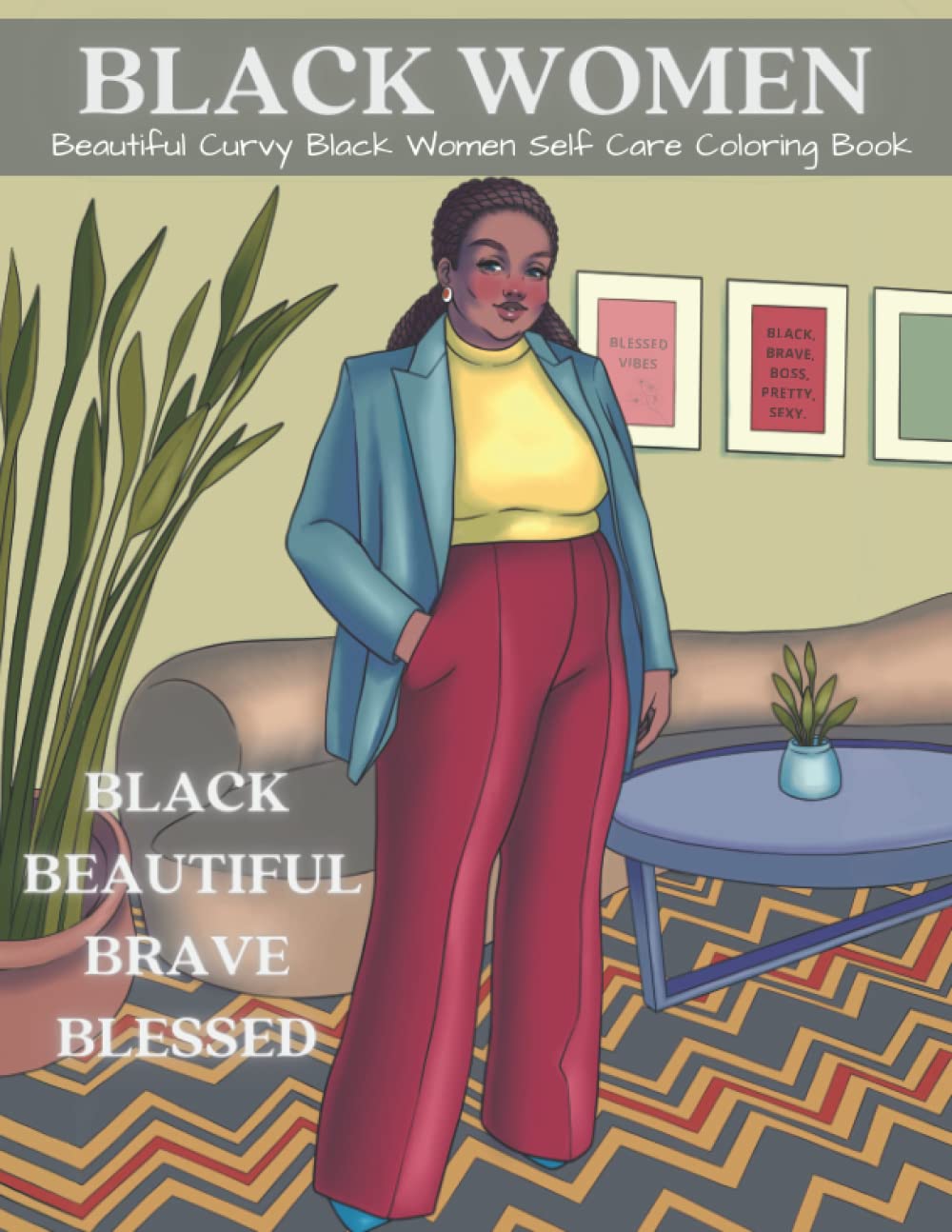 Black Women: Beautiful Curvy Black Women Self Care Coloring Book