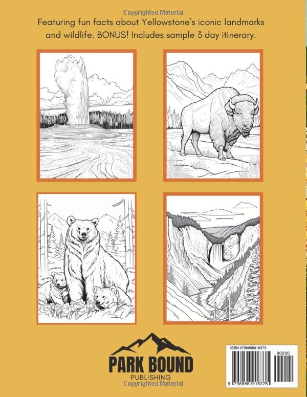 Yellowstone National Park Coloring Book: Discover Nature's Wonders through Relaxing Coloring Pages (National Parks Coloring Books)