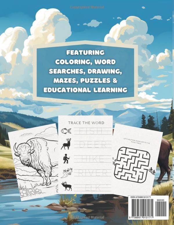 Children's Yellowstone Activity Book: National Park Themed Activities Featuring Coloring, Word Searches, Drawing, Mazes, Puzzles & Educational Learning