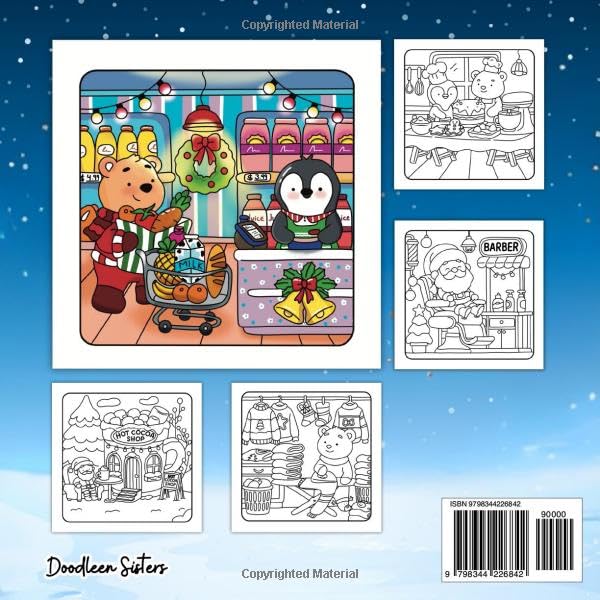 Cozy Christmas Coloring Book for Adults and Kids - Featuring Cute & Comfy Festive Scenes with Animal Characters
