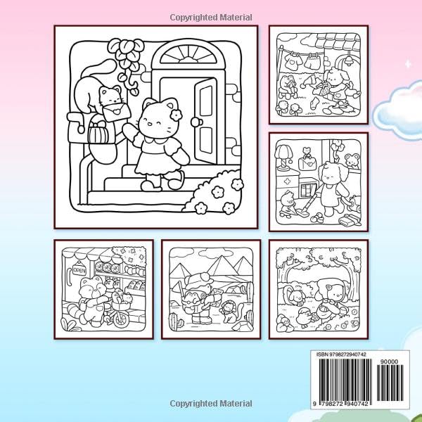 Little Friends: Vol. 2 Coloring Book for Adults and Teens Featuring Fuzzy Animals on Daily Adventure, Funny Moments and Cozy Vibes for Relaxation
