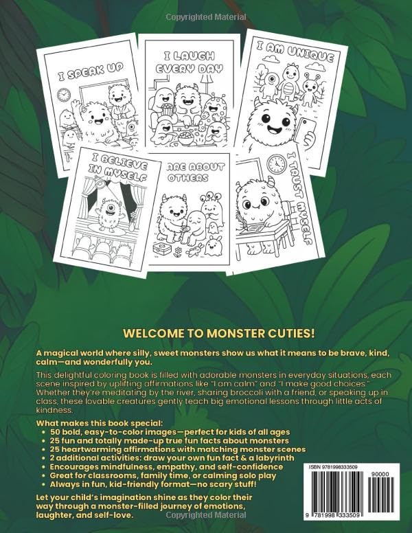 Monster Cuties: A Fun Kawaii Coloring Book with 25 Humorous, Totally Made-Up Fun Facts About Monsters and Ghosts - Not Just for Halloween! (Cuties-Series)