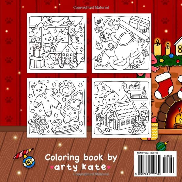 Christmas Cats: Cozy and Funny Coloring Book for Adults, Teens and Kids with Festive Holiday Scenes
