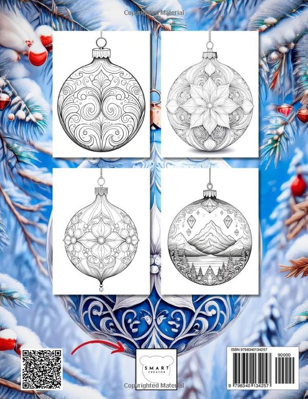 Christmas Ornaments Coloring Book For Adults: 50 Christmas Tree Balls To Color | Stress-Relieving And Relaxing Designs