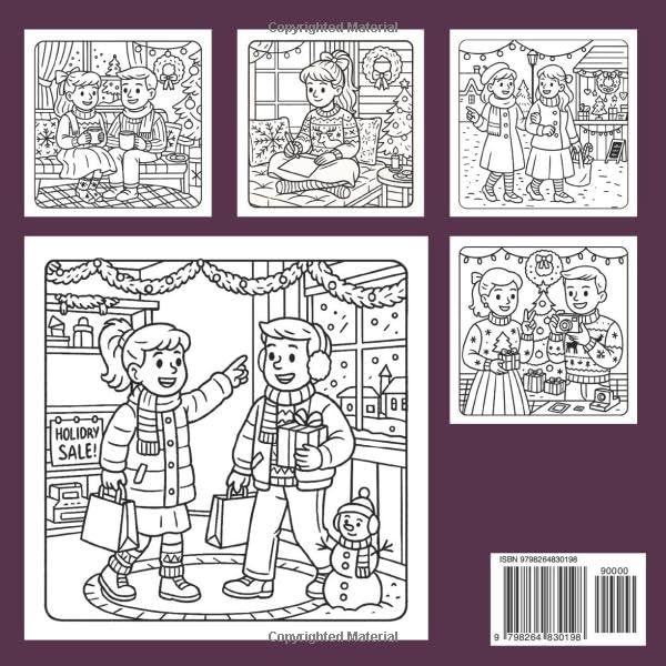 Retro Christmas Coloring Book: Old Time Holiday Coloring Pages with Warm Lights Cozy Fireplace Scenes and Mid Century Style Illustrations for Adults and Families to Relax and Enjoy