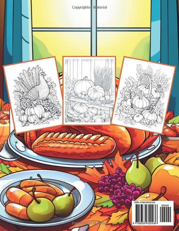 Happy Thanksgiving Adult Coloring Book: filled with Thanksgiving-themed illustrations; a relaxing way for adults to embrace the season and express gratitude through the art of coloring