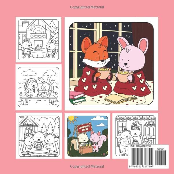 Cute Fuzzy Love: A Cozy Hygge Coloring Book Featuring Adorable Animal Friends in Sweet Scenes of Love and Friendship, Perfect for Mindful Coloring, Stress Relief, and Relaxation
