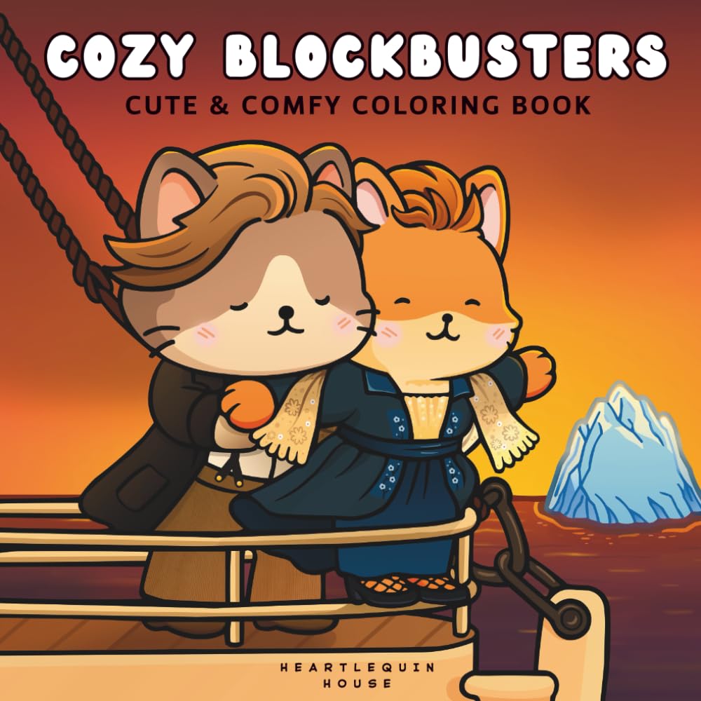 Cozy Blockbusters: Cute & Comfy Coloring Book of Fuzzy Animal Friends in Iconic Movie Scenes – 40 Whimsical Hand-Drawn Pages for Relaxation and Stress Relief, Perfect for Adults and Cinephiles