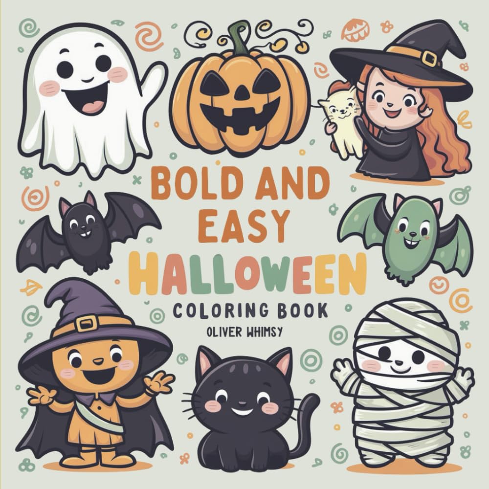 Bold and Easy Halloween Coloring Book: 40 Cute Halloween Designs to Color and Relax (Bold and Easy Coloring Books)