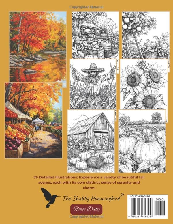 75 Calming Scenic Autumnscapes: Adult Coloring Book: For relaxation, stress & anxiety relief, fun & enjoyment (Scenic Coloring Books for Adults)