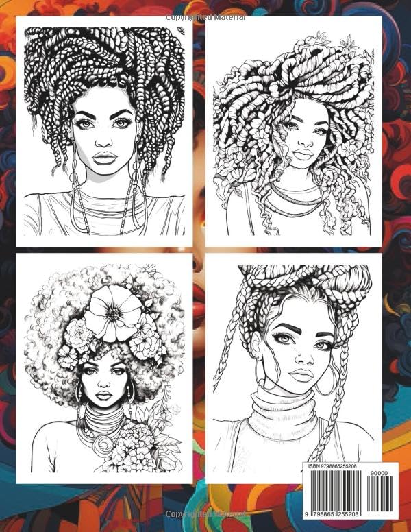 Coloring Book For Black Women | 100 Pages Of Beautiful Black Queens And Melanin Goddesses | Anti Anxiety And Relaxation Self Care |: 50 Beautiful ... Black Women - Great Gift For Teens And Adults