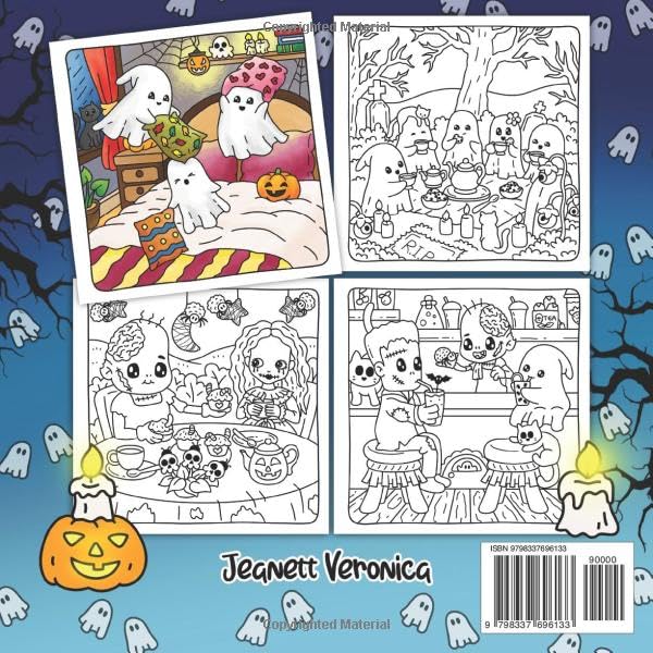 Spooky Hygge: Cute Halloween Coloring Book with Easy, Cozy Designs Featuring Adorable Characters for Adults and Teens