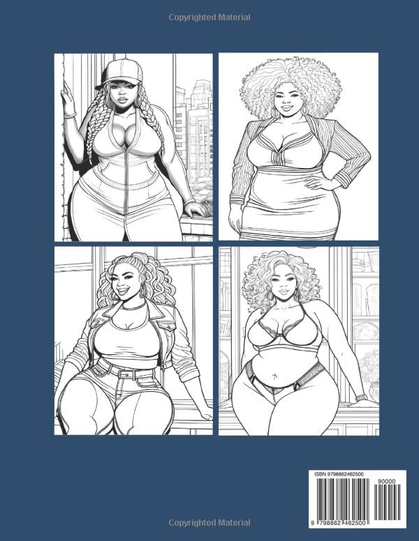 Black Curvy Women Coloring Book: 50 Beautiful Curvy African American Women Coloring Pages For Adults And Teens