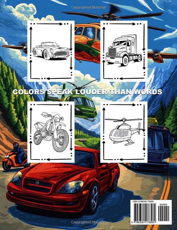 Cool Cars and Vehicles Coloring Book for Boys: The Vehicle Lover Collection Coloring Pages, Perfect for Relaxation and Stress Relief.