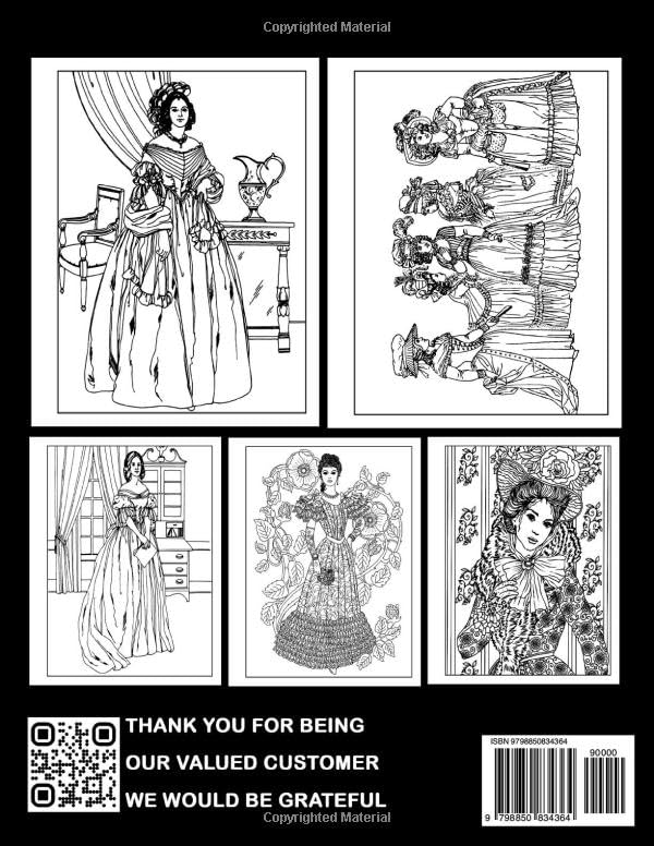 60s Victorian Fashions Coloring Book: Beautiful Historical Stylish Outfits With Creative And Inspirational Designs For Teens, Adults Relieving Stress & Relaxation