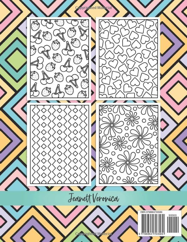 Satisfying Patterns Coloring Book: Relaxing Coloring Book For Adults and Teens With Simple Geometric and Funny Designs