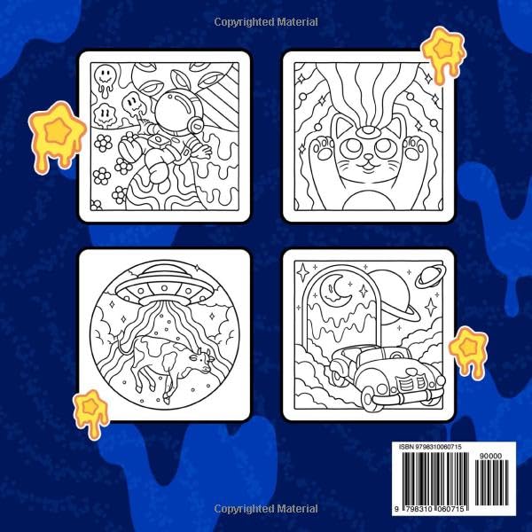 Trippy Vibes: Coloring Book for Adults Featuring Groovy, Stoner Moments, Aliens, Mushrooms, Animals, and Illusion Designs for Relaxation
