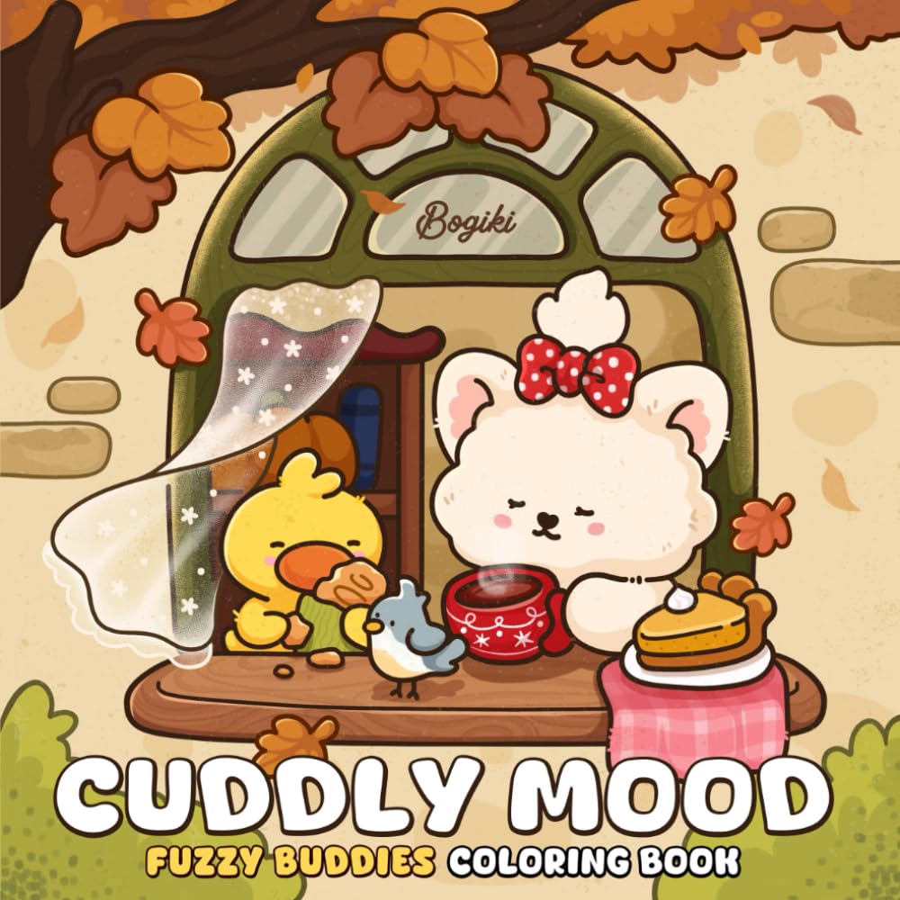 Cuddly Mood: A Coloring Book for Adults and Teens Featuring Adorable Animals and Calming Fall Scenes for Relaxation