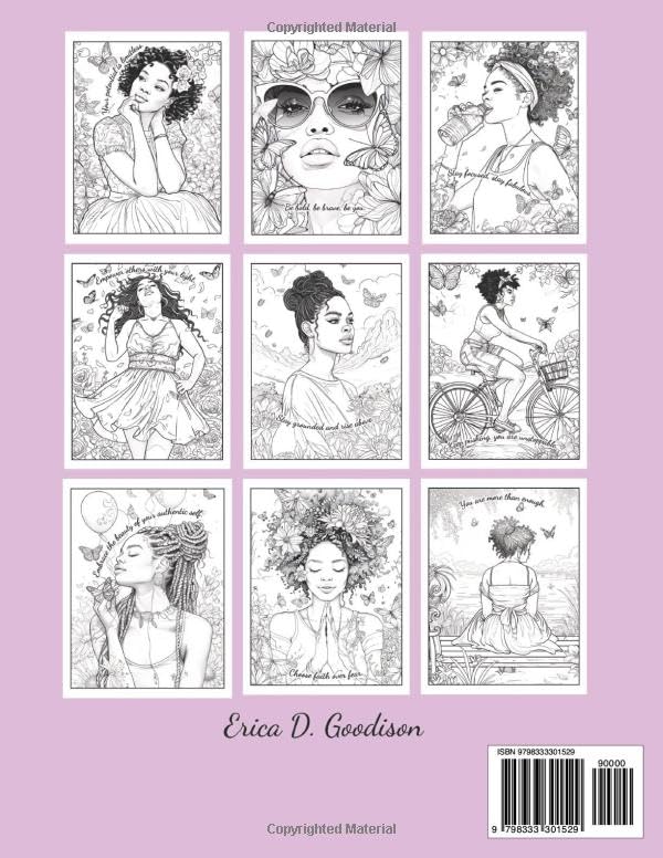 Butterfly Blossoms: Inspirational Self-Care Coloring Book for Black Women 51 Illustrations | African American Woman Coloring Book | African American Gifts for Women