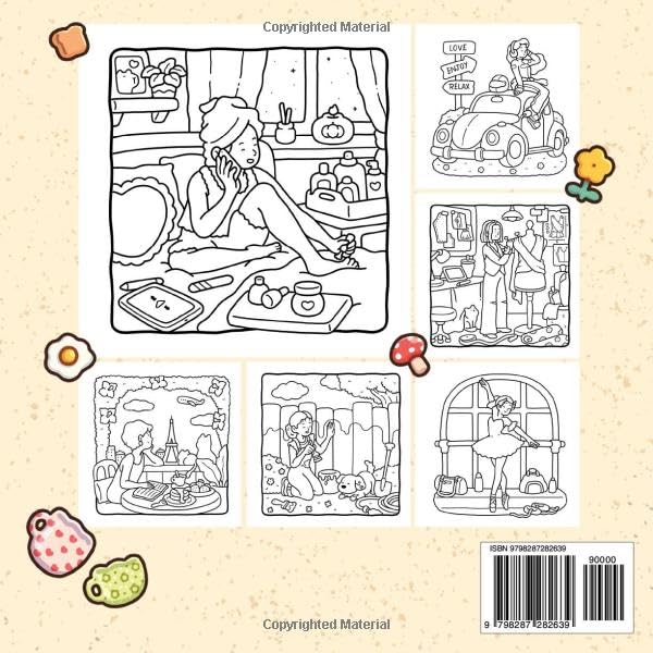 Girl Moments: Vol. 2 Coloring Book for Adults and Teens Featuring Cute Cozy Daily Activities for Relaxation