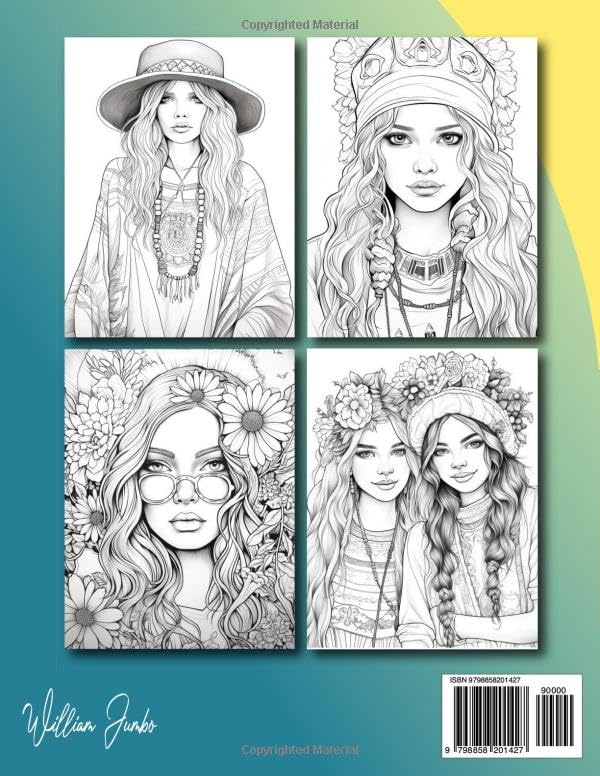 Boho Dreams - Hippie Girls' Fashion Coloring Book: Beauty of Bohemian Style, with Flowing Clothing, Delicate Accessories, and Nature-Inspired Adornments