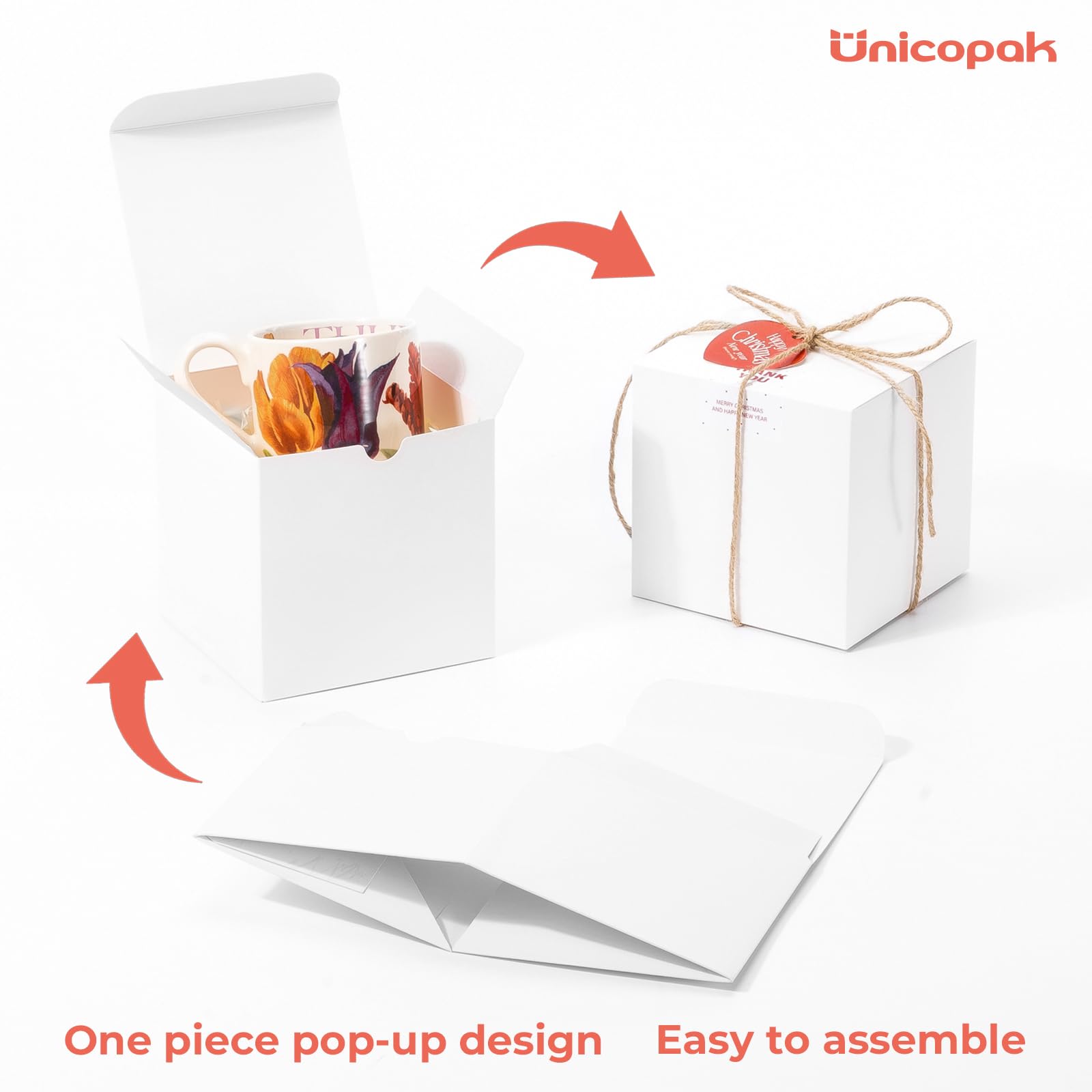 White Gift Boxes with Lids, 10 Pack, 5 x 5 x 5 in