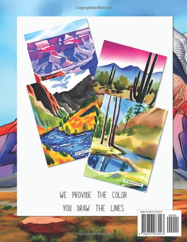 Backwards Coloring Book National Parks And Monuments: Draw the Lines Yourself And Doodle to Destress