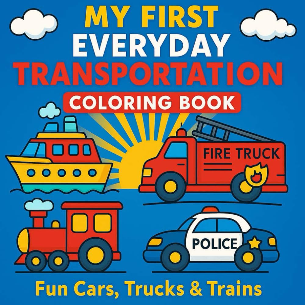 My First Everyday Transportation Coloring Book: Fun Cars, Planes & Trains – Bold & Simple Designs