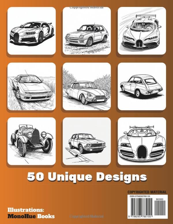 French Cars Coloring Book: Intricate Car Designs | Single-Sided Pages | 8.5 x 11 Inch | Relaxation, Stress Relief & Creative Fun for Teens and Adults (Car Coloring Books)