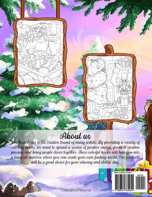 Colorful Christmas: Coloring Book of Cozy and Beautiful Illustrations About Xmas Holiday for Adults Women Teens, Winter Themed Colored Pages Provide Relaxation and Stress Relief
