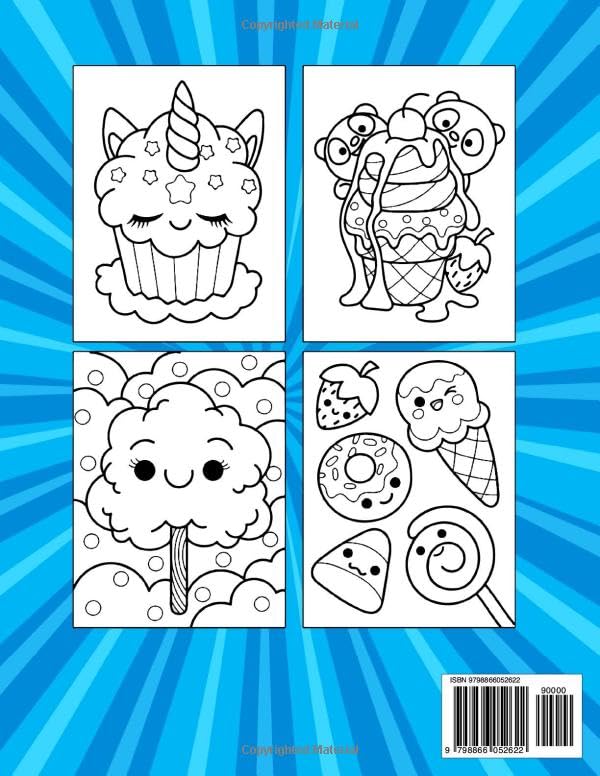 Kawaii Sweet Treats Coloring Book For Kids: this book help to Kawaii Sweet Fun & Cute Dessert, Cupcake, Donut Kawaii Doodle Easy Coloring Pages for Toddler Girls, Kids and Adult other