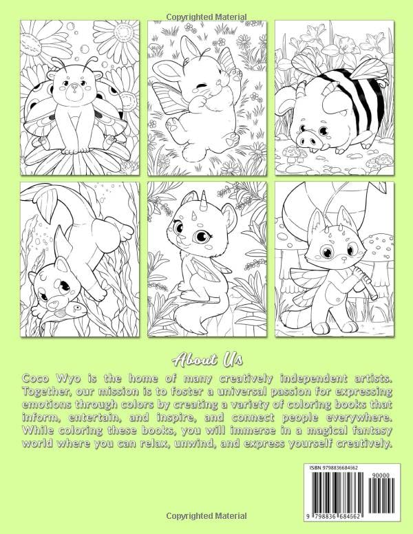 Kawaii Baby Creatures Coloring Book: Coloring Book With Adorable Illustration Such As Cute Baby Animals, Fantasy Creatures ... For Stress Relief and Relaxation