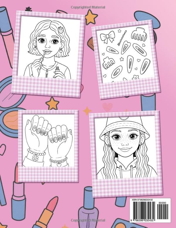 Girly Aesthetic Coloring Book: Makeup, Fashion & Cute Accessories for Girls and Teens