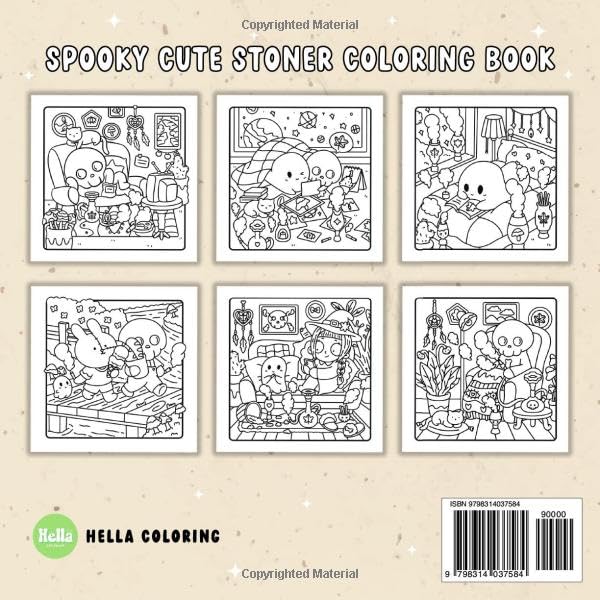 Spooky Stoner: Cute Stoner Coloring Book Featuring Adorable Ghosts and Creepy Creatures Vibing in High Moments for Relaxation