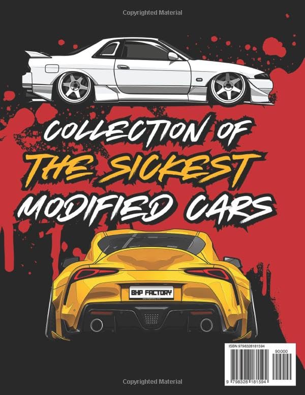 Modified Cars Coloring Book: JDM, Retro & Sport Car Illustrations for Adults and Kids (Car Coloring Books)
